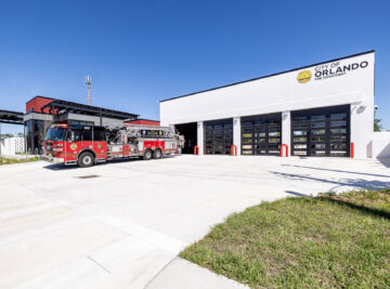 Orlando Fire Station 11 truck pulling out of bay